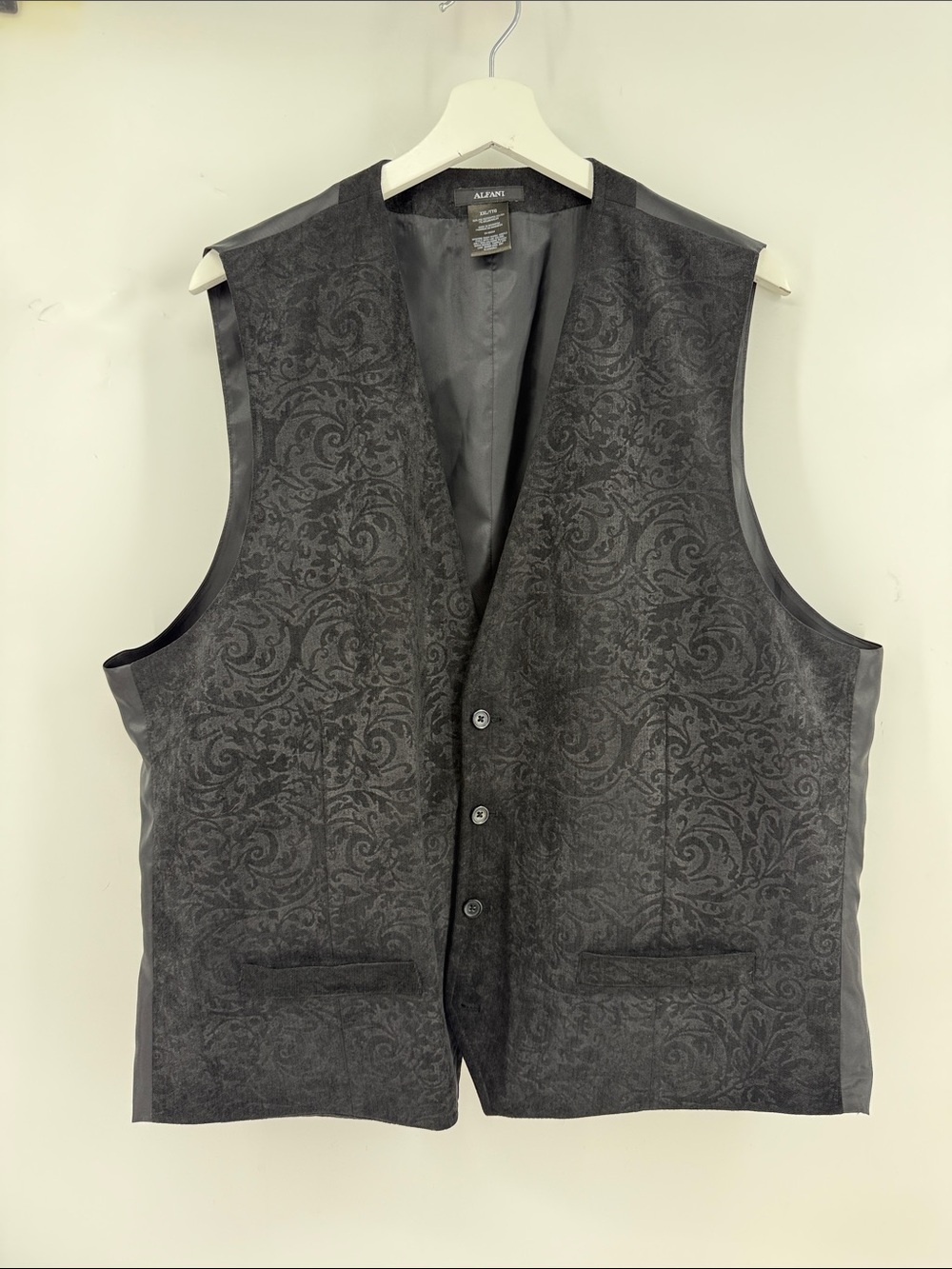 Alfani Charcoal Paisley Jacquard Vest